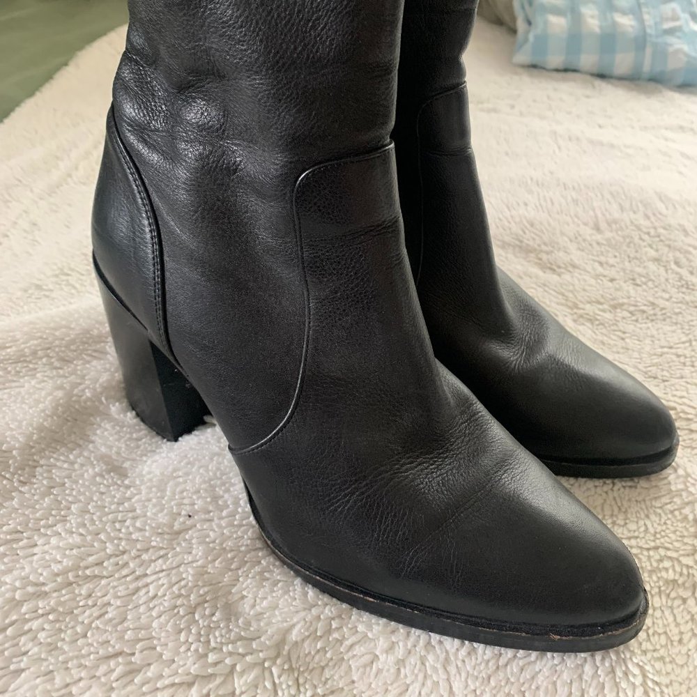 Black Leather Ankle Boots Size 41
